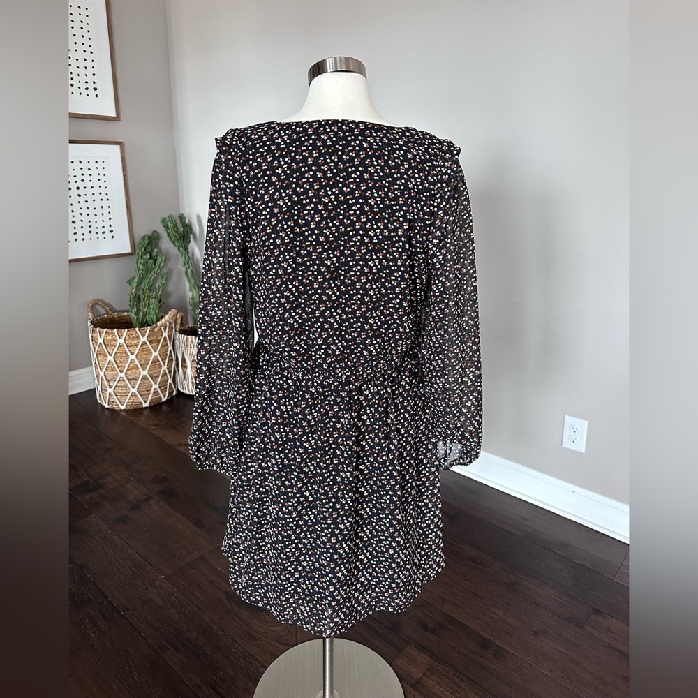 Madewell (Re)Sourced Georgette Ditsy Floral Button Up Long Sleeve Mini Dress LG - Picture 7 of 13